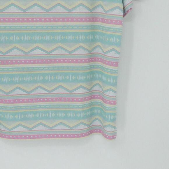Bad Birdie Polo Shirt Mens Large Mint Pink Pastel Aztec Stripe Golf Performance - Picture 10 of 15